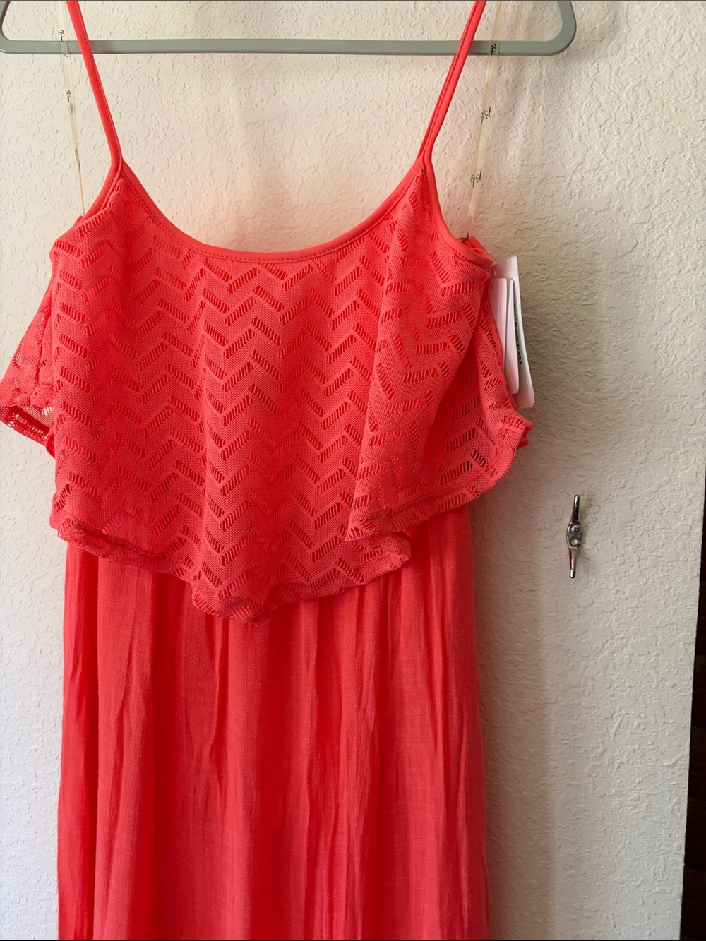 Coral Layered Ruffle Maxi Dress - Women's Summer Dress - Picture 2 of 10